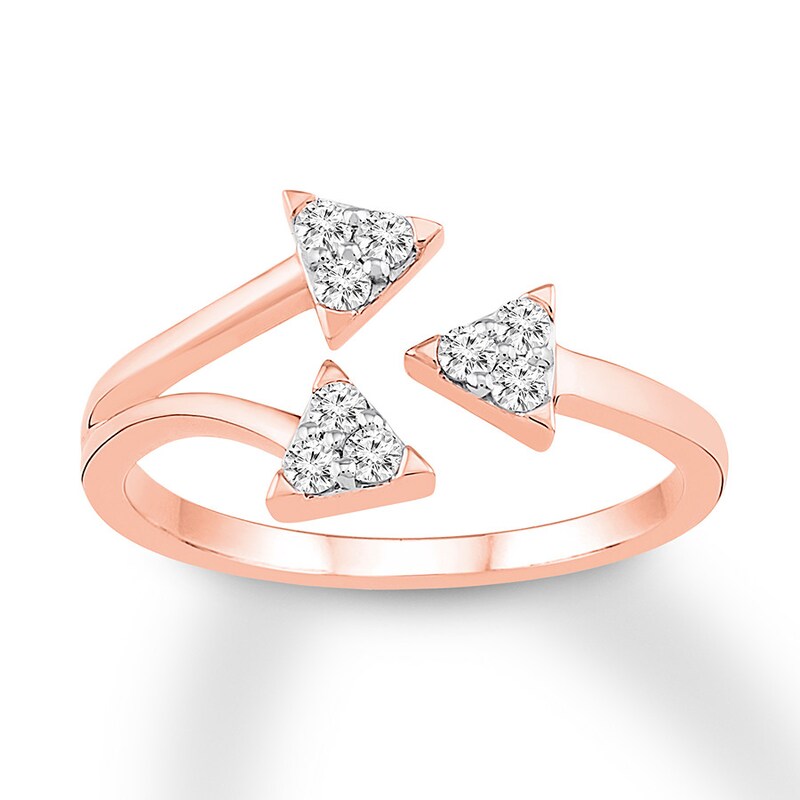 Diamond Arrowhead Ring 1/4 carat tw Round 10K Rose Gold