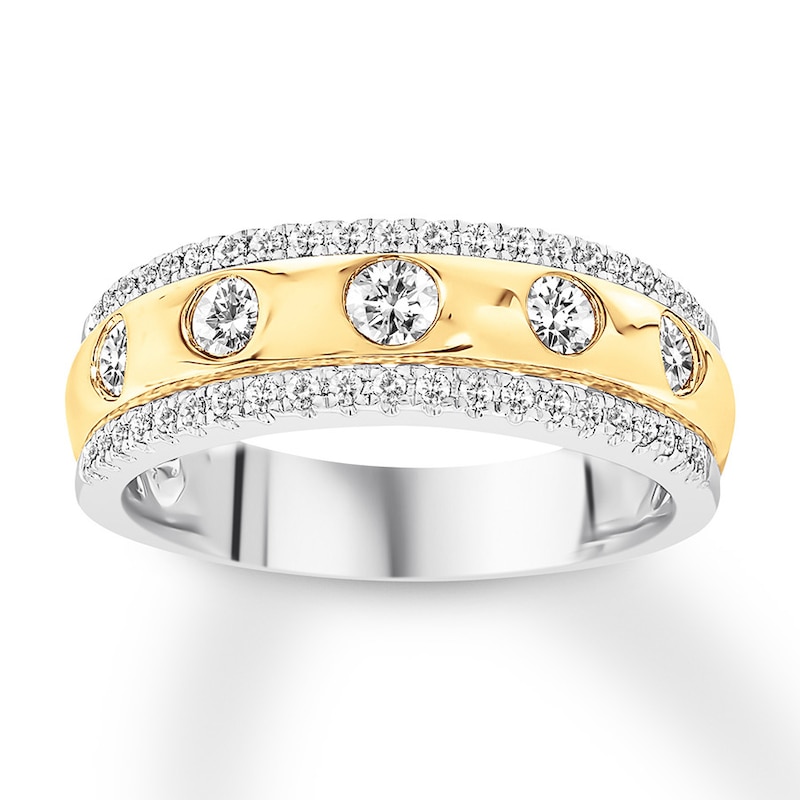 Diamond Anniversary Ring 5/8 ct tw Bezel-set 14K Two-Tone Gold