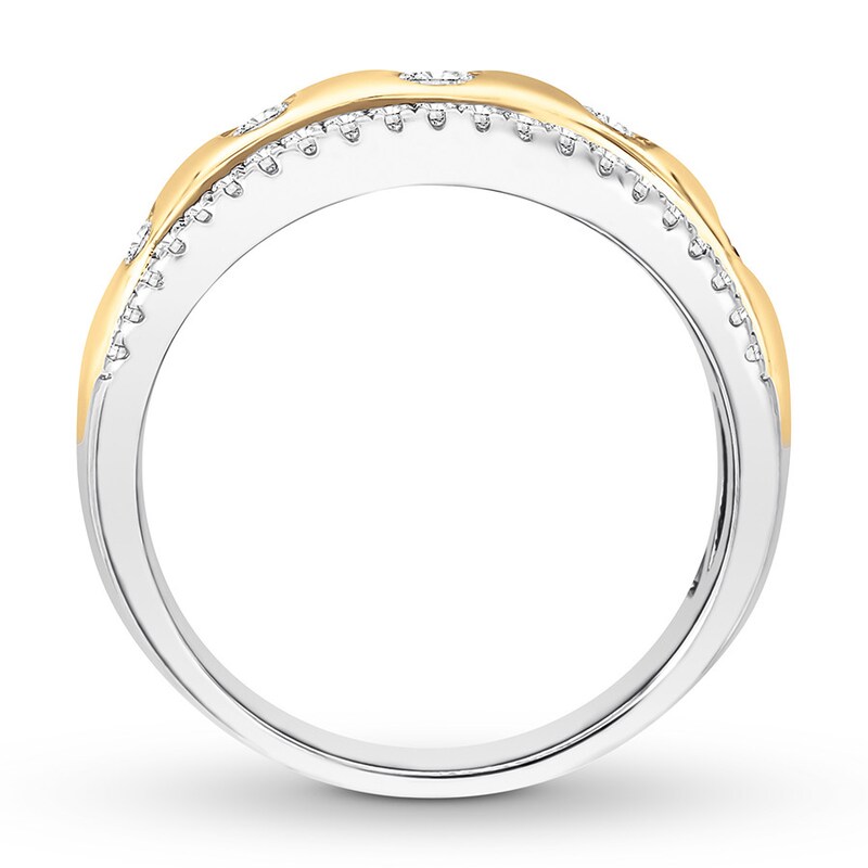 Diamond Anniversary Ring 5/8 ct tw Bezel-set 14K Two-Tone Gold
