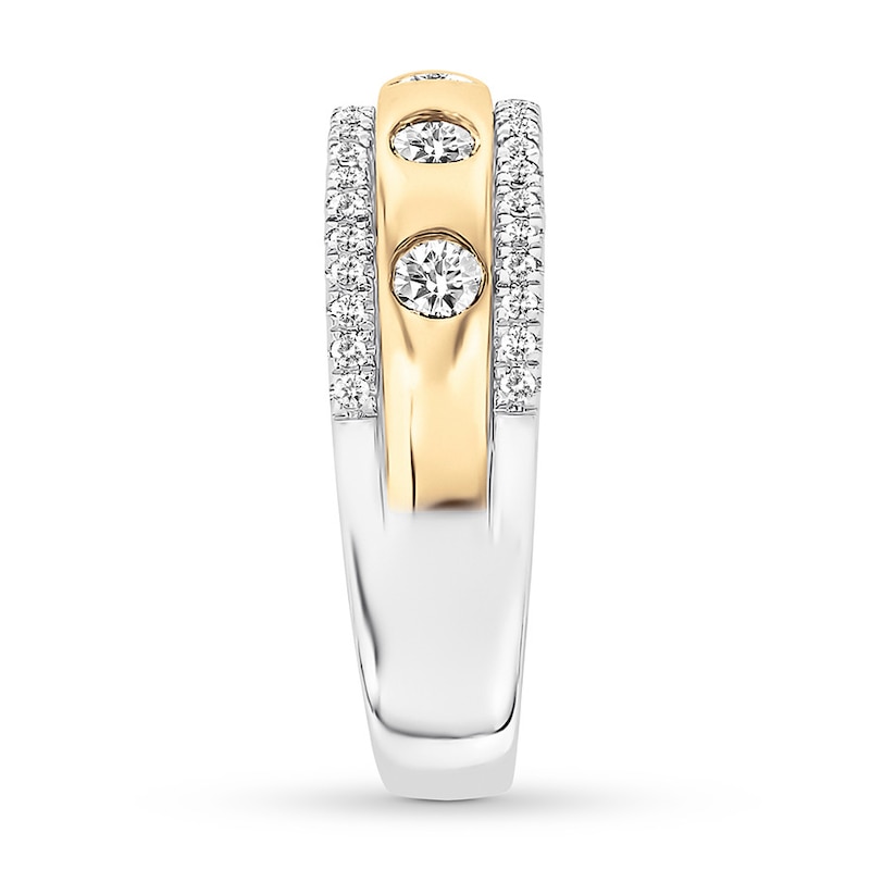 Diamond Anniversary Ring 5/8 ct tw Bezel-set 14K Two-Tone Gold