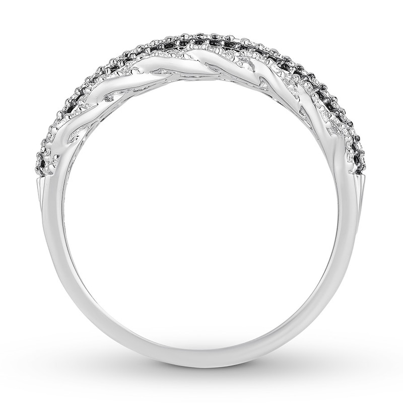 Black & White Diamond Anniversary Ring 1/2 ct tw 10K White Gold