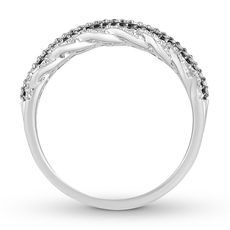 Main Image 2 of Black & White Diamond Anniversary Ring 1/2 ct tw 10K White Gold