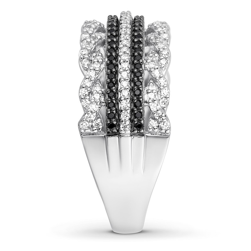 Main Image 3 of Black & White Diamond Anniversary Ring 1/2 ct tw 10K White Gold