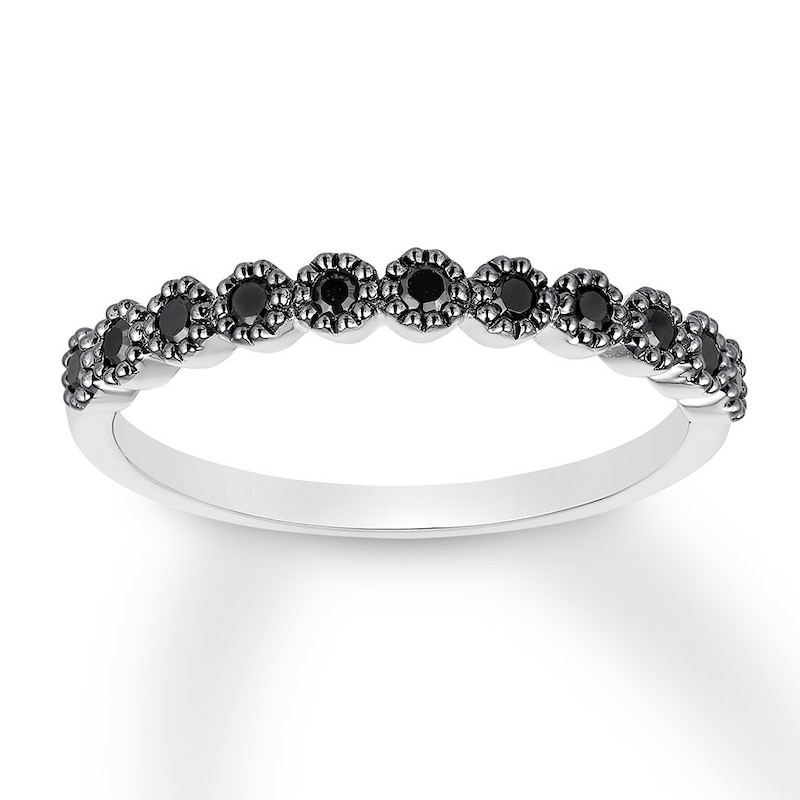 Black Diamond Anniversary Ring 1/5 ct tw 10K White Gold