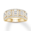 Thumbnail Image 0 of Diamond Anniversary Ring 1-1/2 ct tw Emerald-cut/Round 14K Gold