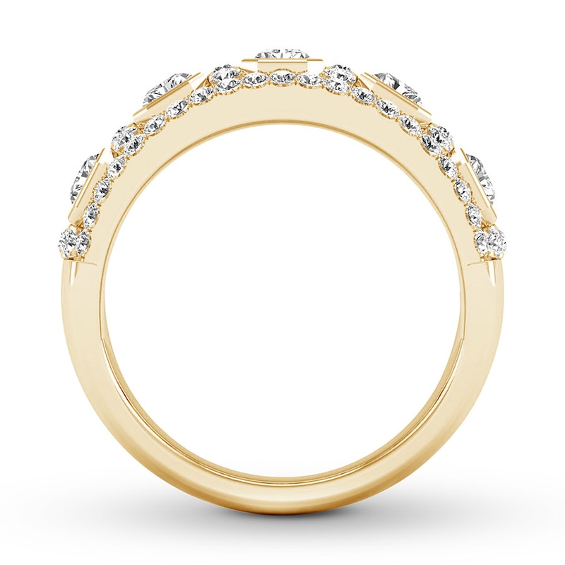 Diamond Anniversary Ring 1-1/2 ct tw Emerald-cut/Round 14K Gold