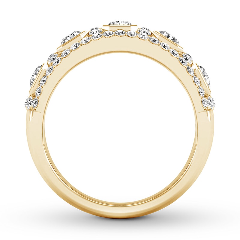 Main Image 2 of Diamond Anniversary Ring 1-1/2 ct tw Emerald-cut/Round 14K Gold