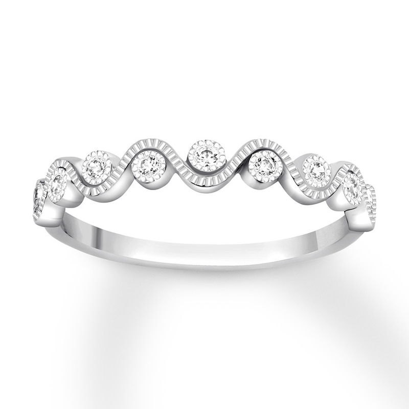 Diamond Anniversary Ring 1/10 ct tw Bezel-set 10K White Gold