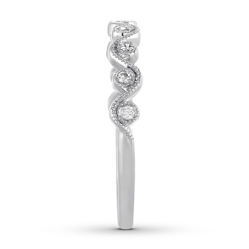 Diamond Anniversary Ring 1/10 ct tw Bezel-set 10K White Gold