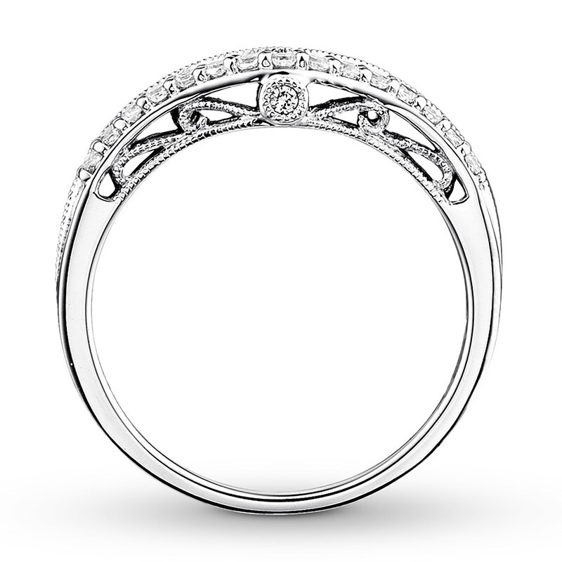 Main Image 2 of Diamond Contour Ring 1/6 carat tw Round 14K White Gold
