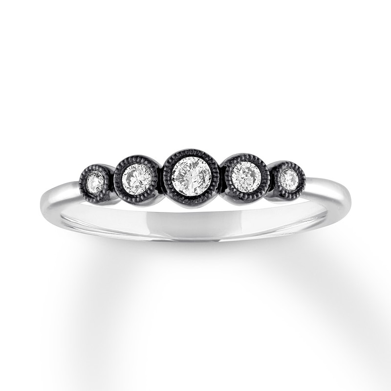 Diamond Anniversary Ring 1/6 ct tw Bezel-set 10K White Gold