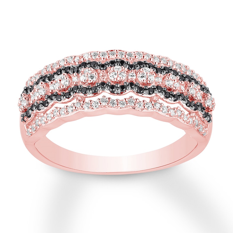 Black & White Diamond Anniversary Ring 3/8 ct tw 10K Rose Gold