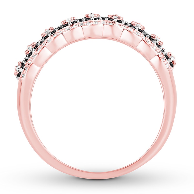 Black & White Diamond Anniversary Ring 3/8 ct tw 10K Rose Gold