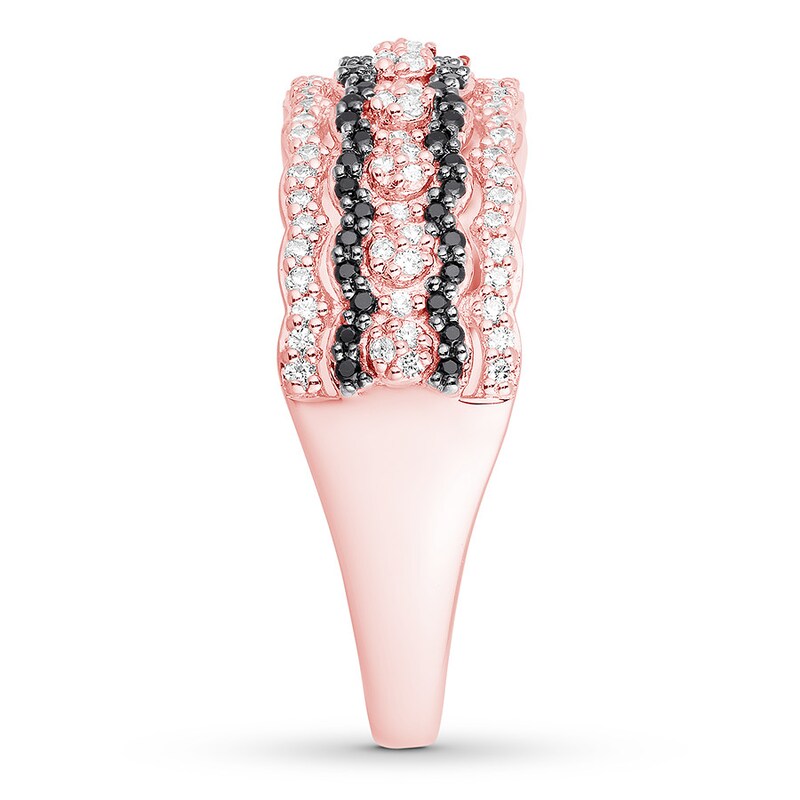 Black & White Diamond Anniversary Ring 3/8 ct tw 10K Rose Gold