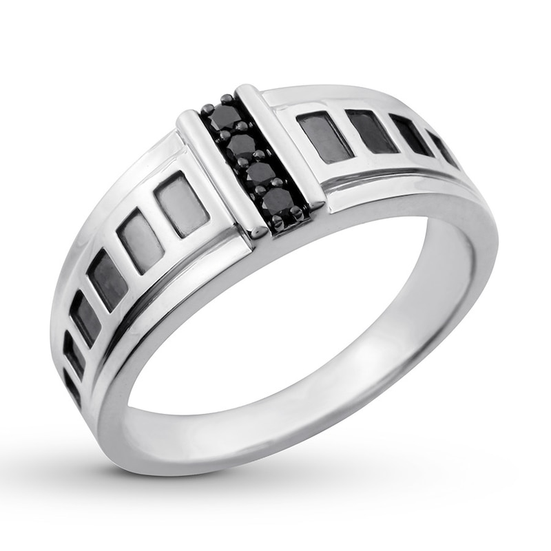 Black Diamond Men's Band 1/8 carat tw 10K White Gold