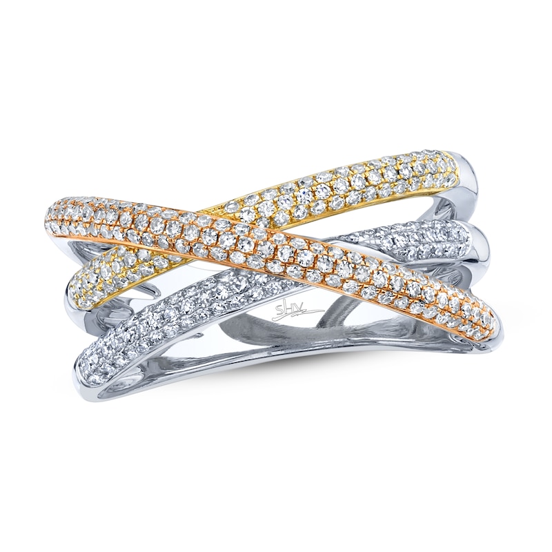 Main Image 1 of Shy Creation Ring 1/2 ct tw Diamonds 14K Tri-Color Gold SC55002585