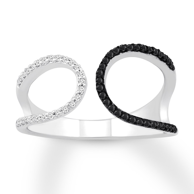 Black & White Diamond Ring 1/5 carat tw 10K White Gold