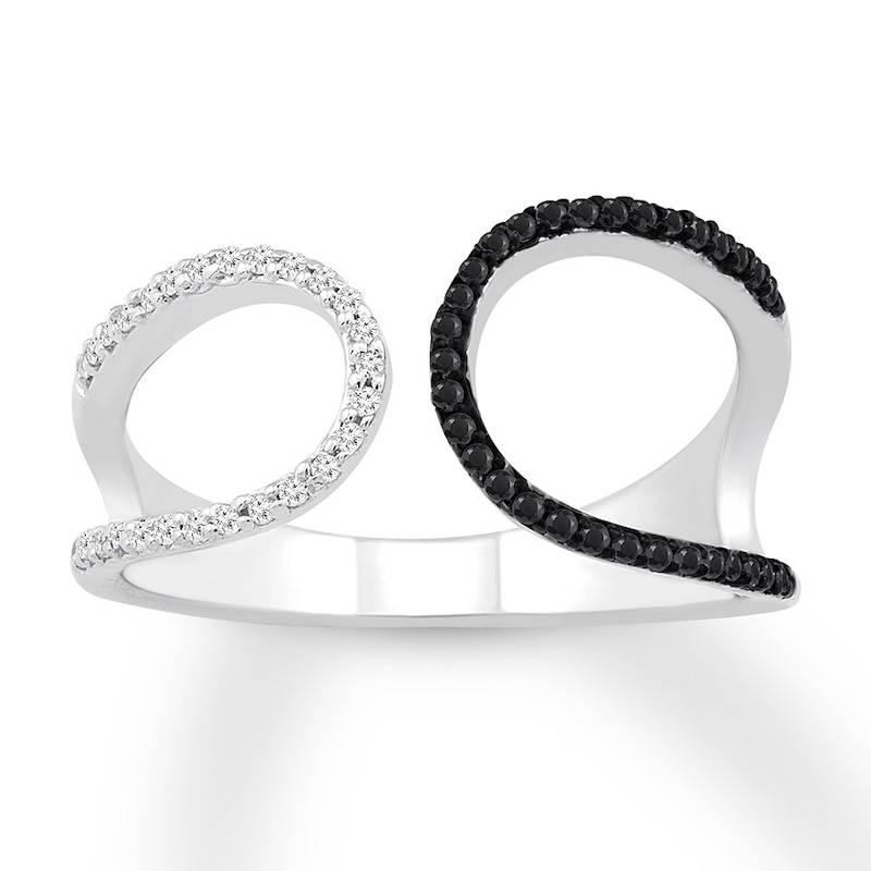Main Image 1 of Black & White Diamond Ring 1/5 carat tw 10K White Gold