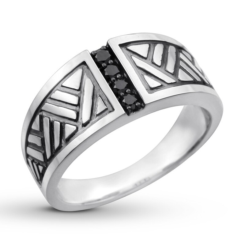Men's Black Diamond Ring 1/5 carat tw 10K White Gold