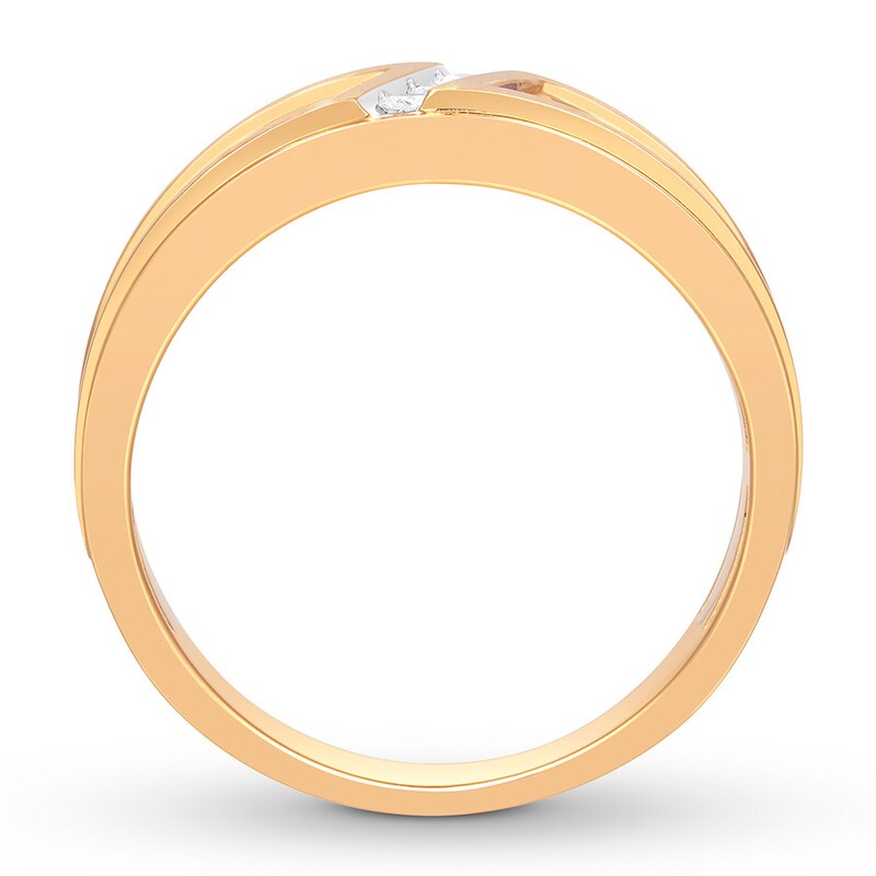 Main Image 2 of Men's Black Diamond Ring 1/4 ct tw 10K Yellow Gold