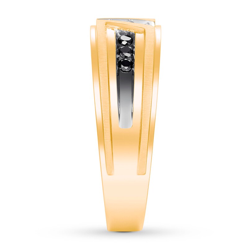 Main Image 3 of Men's Black Diamond Ring 1/4 ct tw 10K Yellow Gold