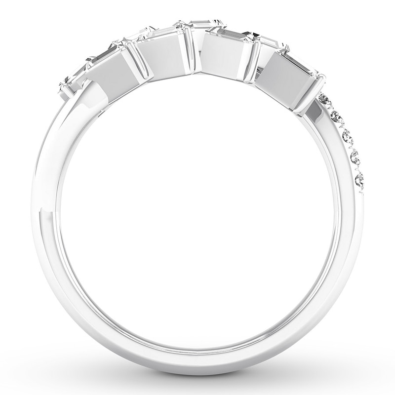 Diamond Ring 3/8 ct tw Baguette/Round 10K White Gold