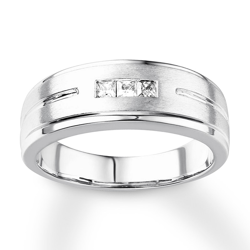 Men's Diamond Band 1/5 ct tw Square-cut 10K White Gold