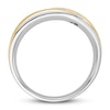 Thumbnail Image 2 of Men's 3-Stone Diamond Wedding Band 1/6 ct tw Round 10K Two-Tone Gold