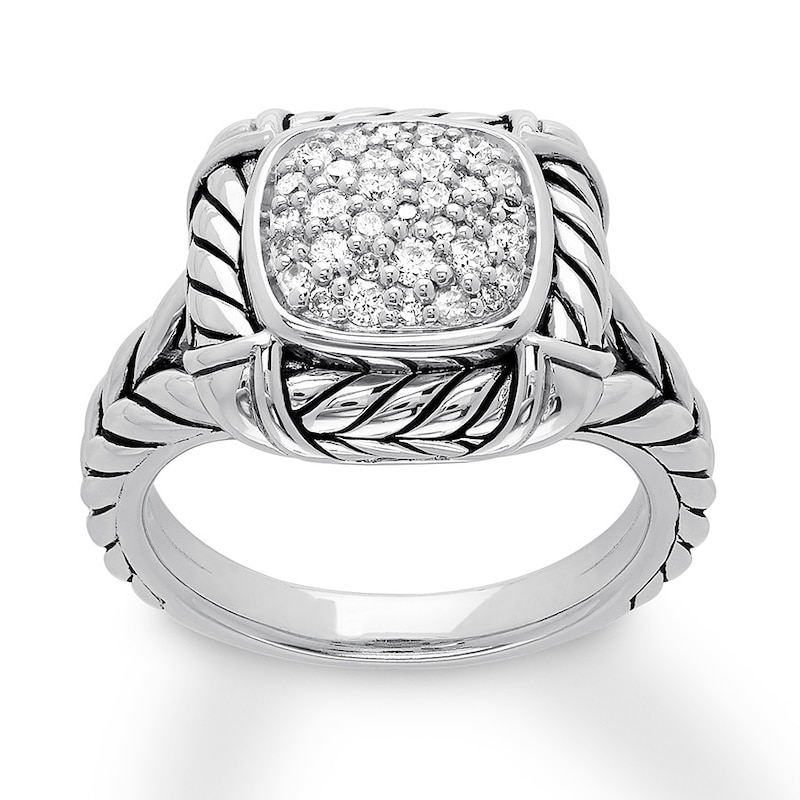 Diamond Ring 1/3 carat tw Round Sterling Silver with 360