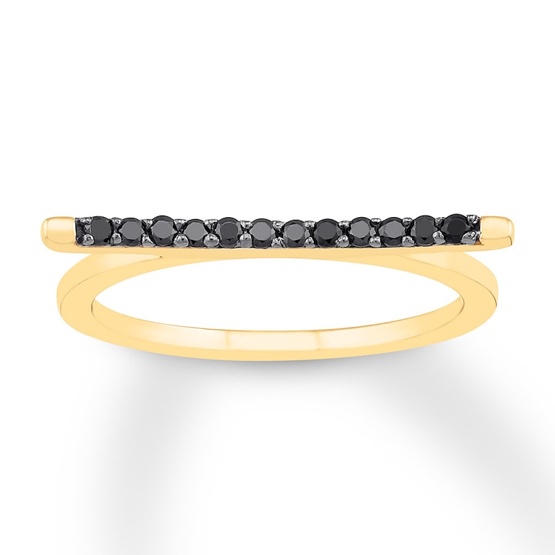 Black Diamond Flat-top Ring 1/8 carat tw 10K Yellow Gold
