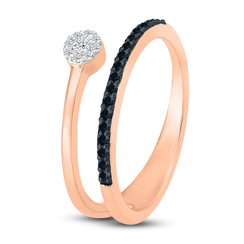 Black & White Diamond Ring 1/6 carat tw 10K Rose Gold