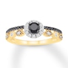 Thumbnail Image 0 of Black/White Diamond Promise Ring 1/2 ct tw 10K Yellow Gold