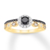 Thumbnail Image 1 of Black/White Diamond Promise Ring 1/2 ct tw 10K Yellow Gold