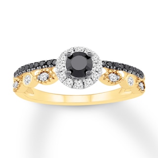 Black/White Diamond Promise Ring 1/2 ct tw 10K Yellow Gold | Jared