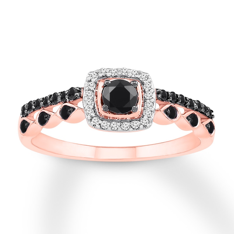 Black/White Diamond Promise Ring 3/8 ct tw 10K Rose Gold