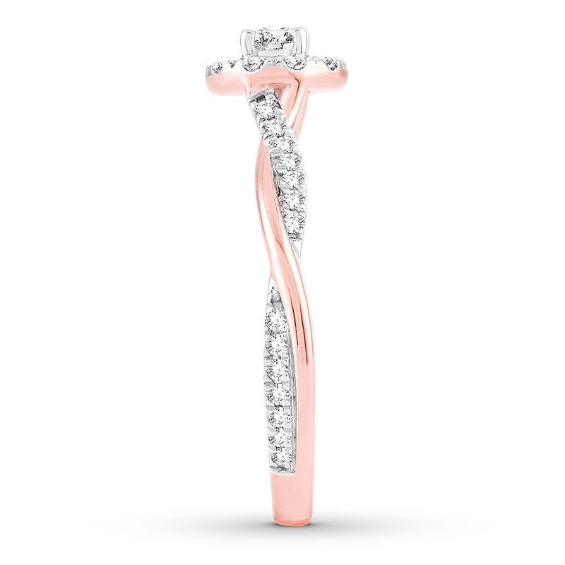 Main Image 3 of Diamond Promise Ring 1/2 carat tw Round 10K Rose Gold