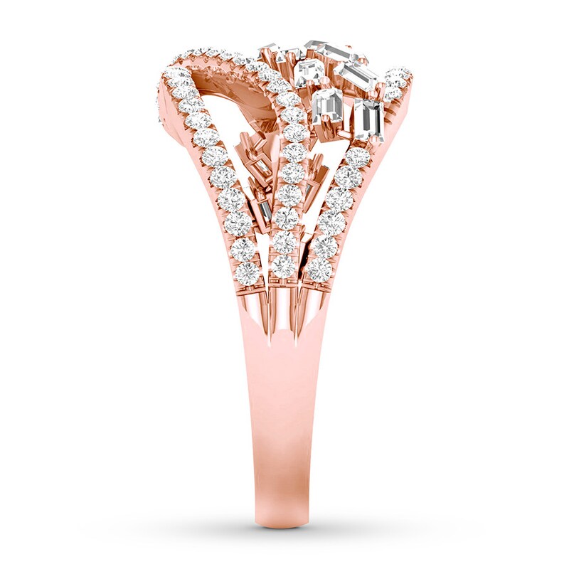 Diamond Ring 5/8 carat tw Baguette/Round 14K Rose Gold