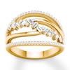 Thumbnail Image 0 of Diamond Ring 1/2 carat Baguette/Round 14K Yellow Gold