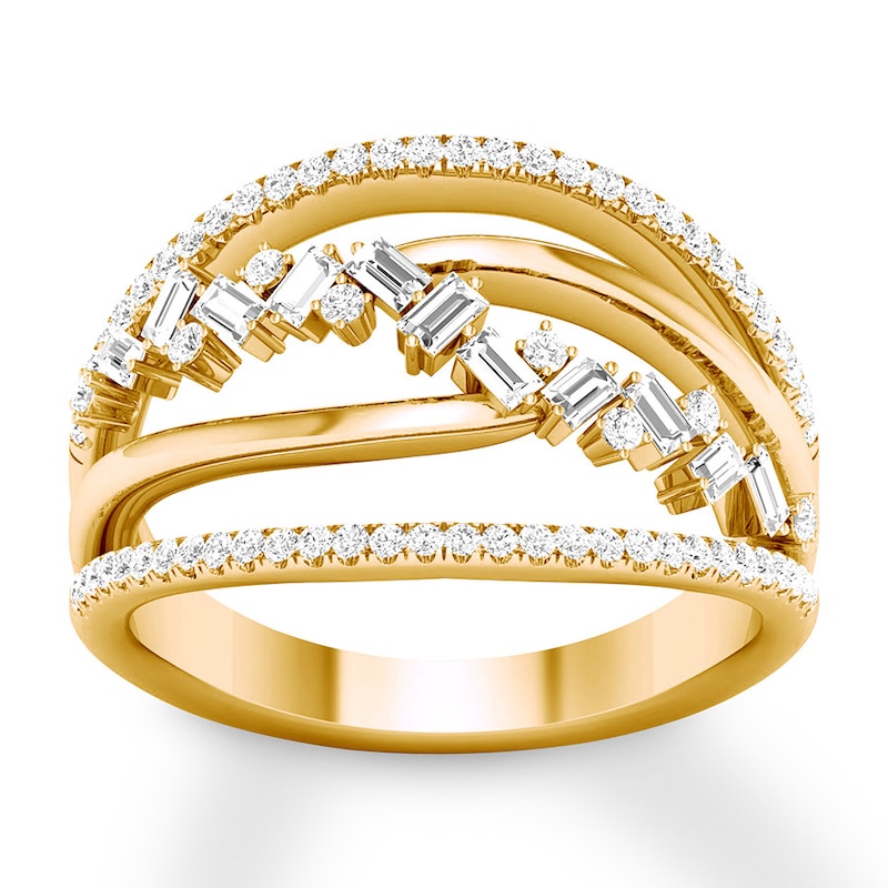Diamond Ring 1/2 carat Baguette/Round 14K Yellow Gold