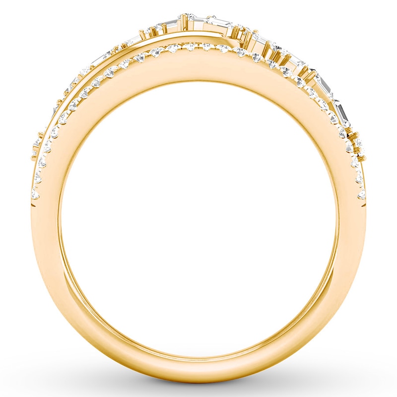 Diamond Ring 1/2 carat Baguette/Round 14K Yellow Gold