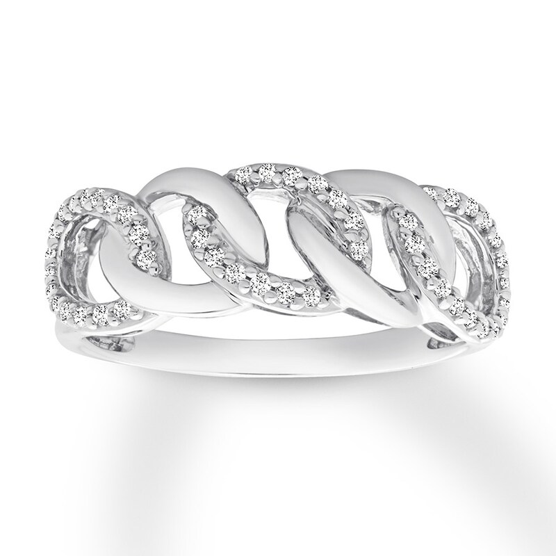 Diamond Link Ring 1/4 carat tw Round 10K White Gold