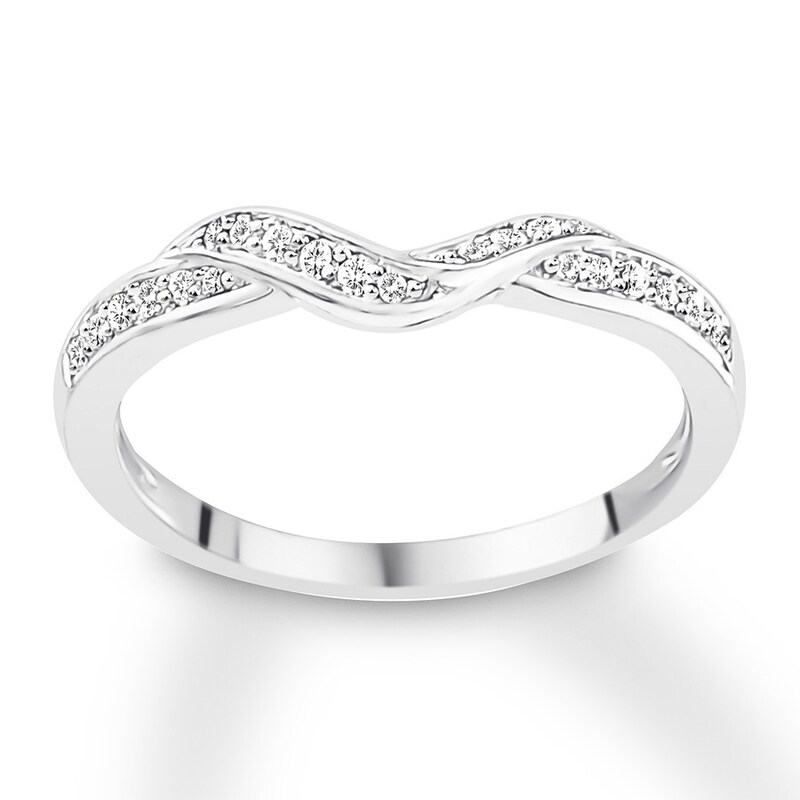 Main Image 1 of Diamond Contour Ring 1/8 carat tw Round 14K White Gold