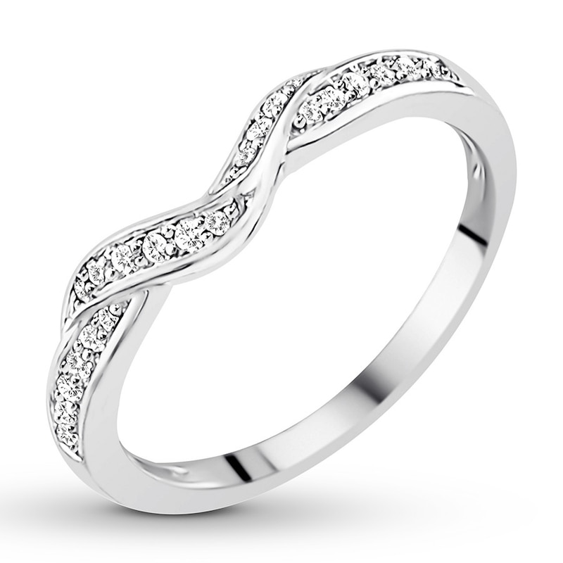 Main Image 4 of Diamond Contour Ring 1/8 carat tw Round 14K White Gold