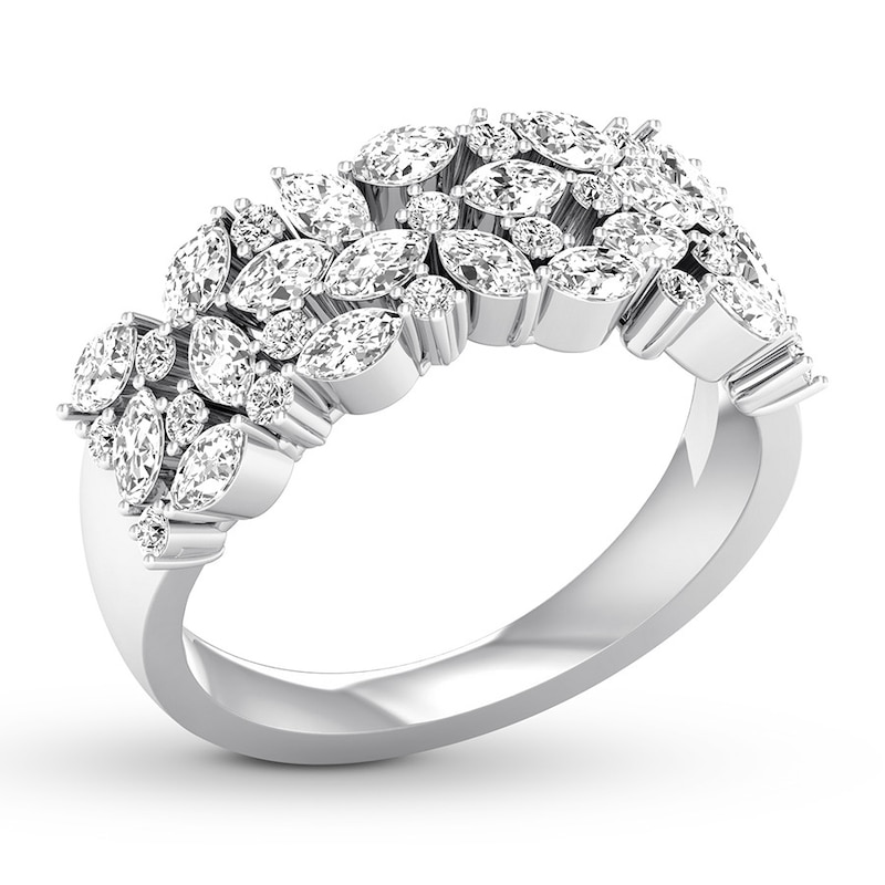 Main Image 4 of Diamond Anniversary Ring 1-1/5 ct tw Marquise/Round 14K Gold