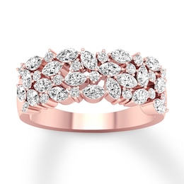 Diamond Anniversary Ring 1-1/5 ct tw Marquise/Round 14K Gold