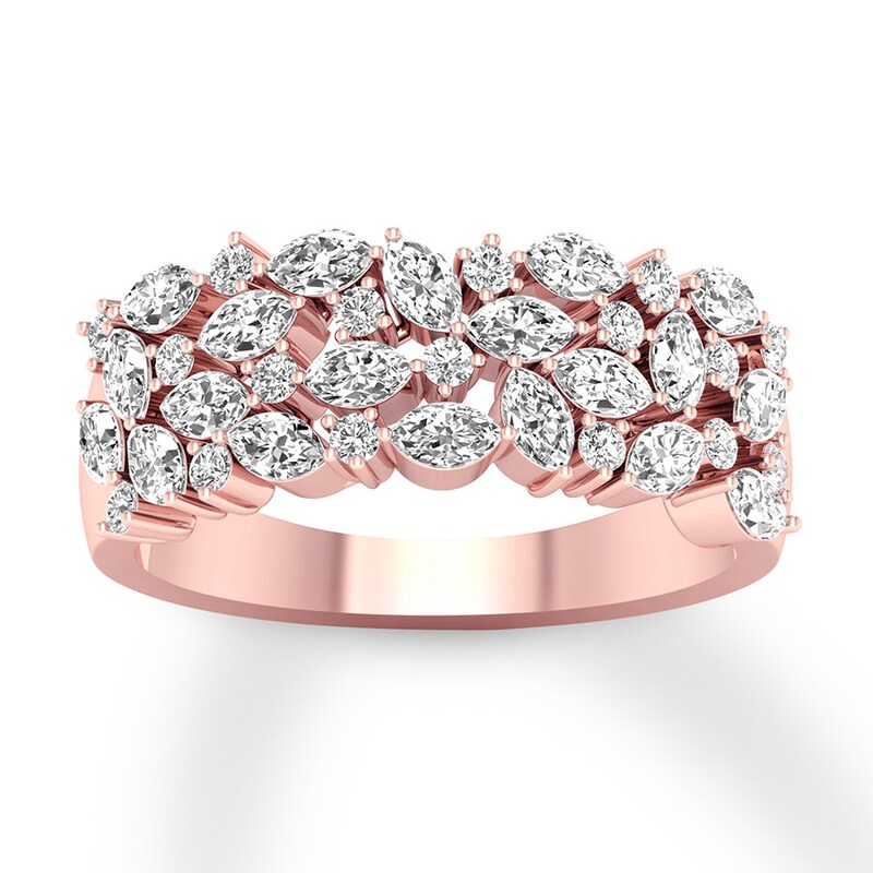 Main Image 1 of Diamond Anniversary Ring 1-1/5 ct tw Marquise/Round 14K Gold