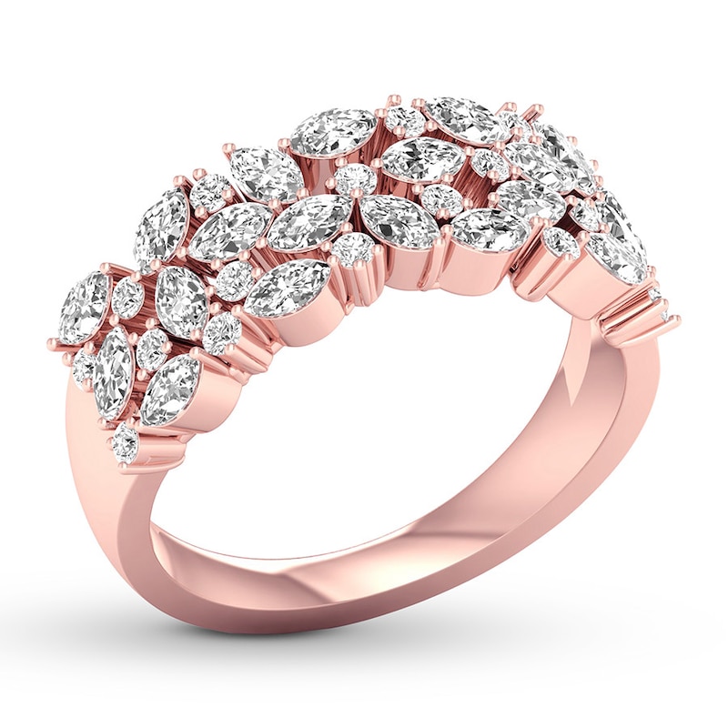Main Image 4 of Diamond Anniversary Ring 1-1/5 ct tw Marquise/Round 14K Gold