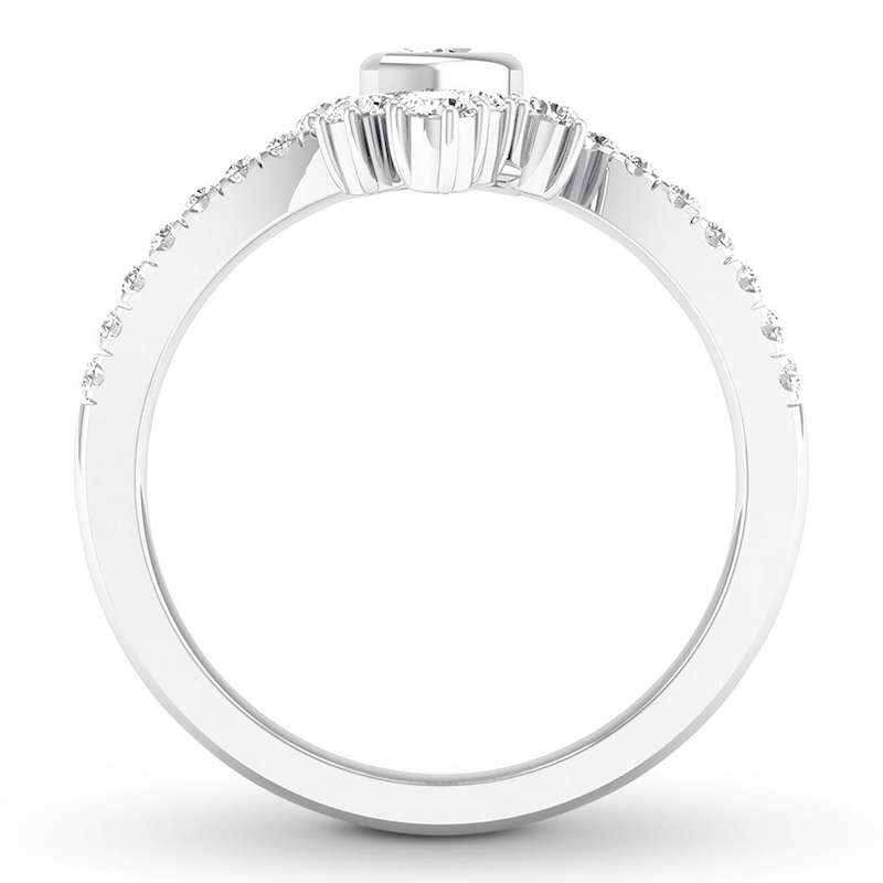 Main Image 2 of Diamond Ring 5/8 ct tw Marquise/Round 14K White Gold