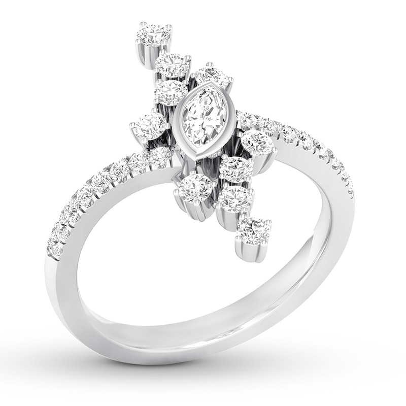Main Image 4 of Diamond Ring 5/8 ct tw Marquise/Round 14K White Gold