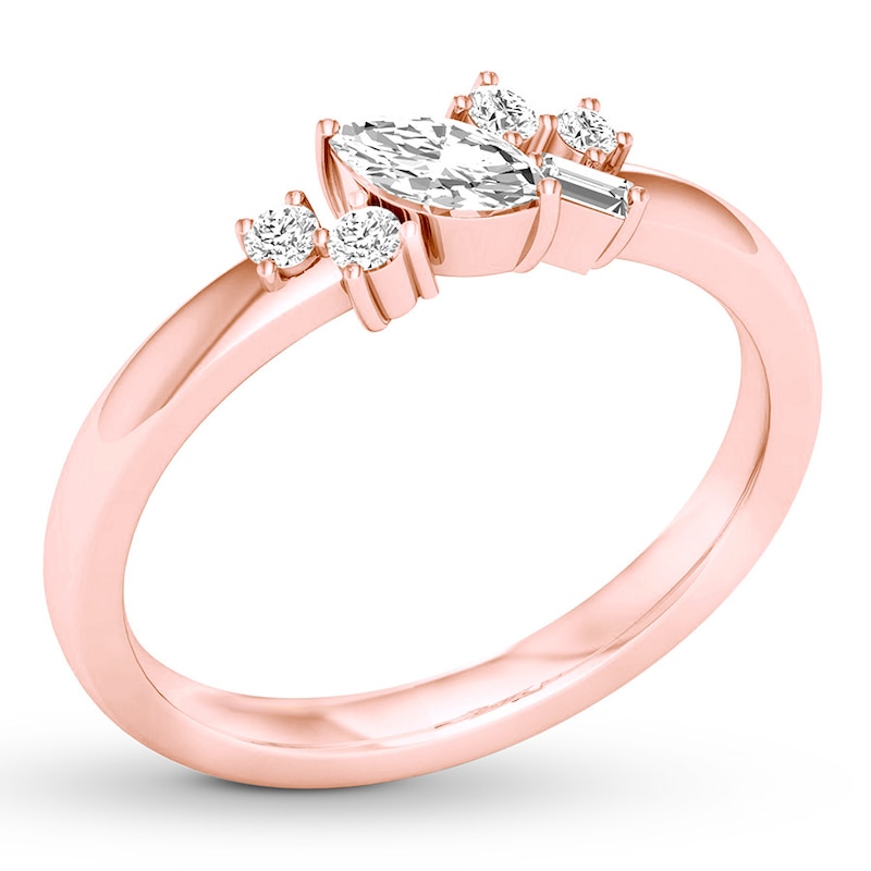 Main Image 4 of Marquise, Round & Baguette Diamond Ring 1/3 carat tw 10K Gold